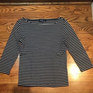 Navy with white stripes long sleeve tee (size:S)